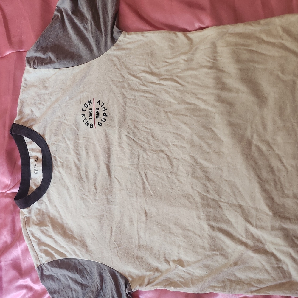Brixton Cream and Gray Long Sleeve Shirt